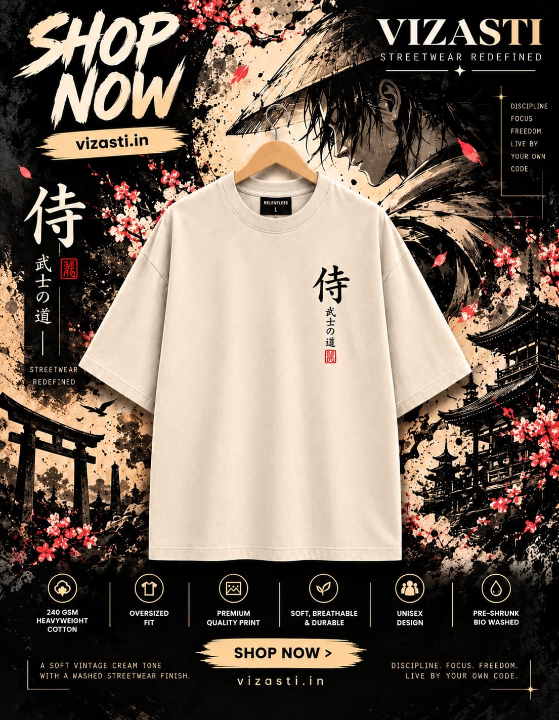 Ronin shadow oversized t-shirt